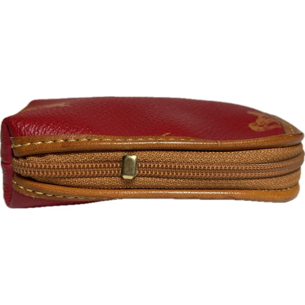 Vtg 90s La Espuela Red Leather Equestrian Coin Pouch Made‎ in Spain Small